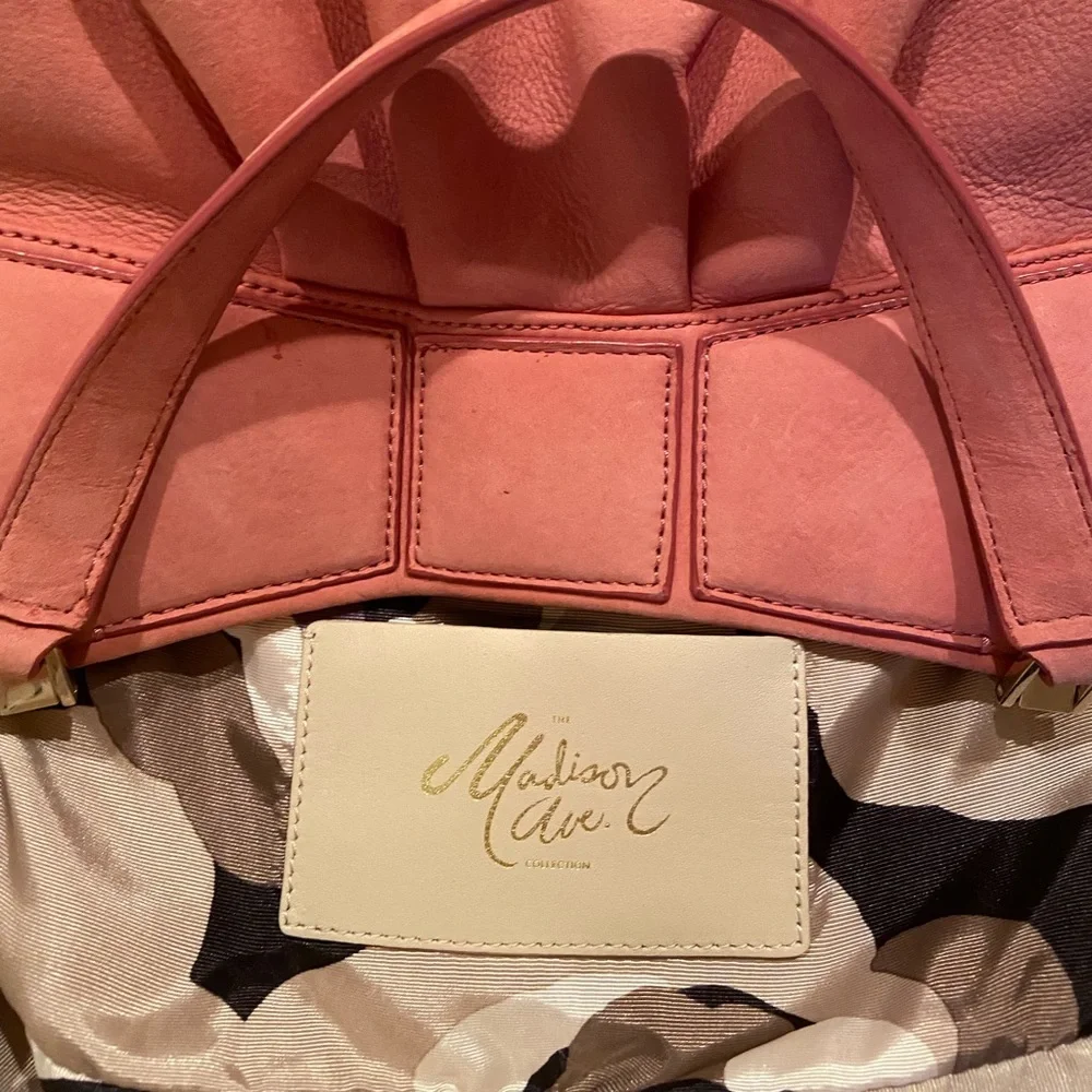 Authentic Kate Spade Madison Ave Suede Bow Pink Peach Color Handbag Satchel